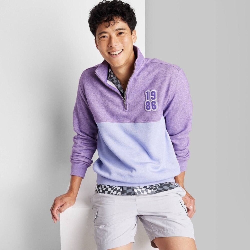 Men's Quarter Zip-up Sweatshirt - Original Use™‎ Purple XL
